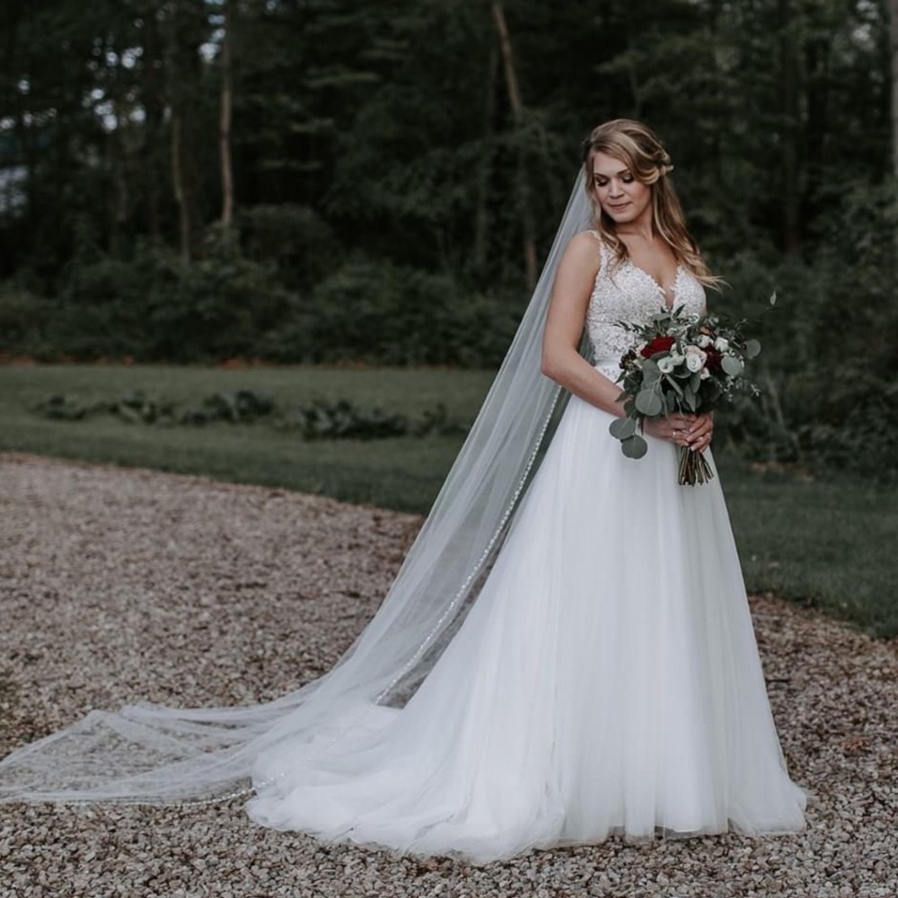 Two piece ball gown wedding dress